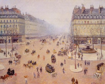 Avenue de l Opera Place du Thretre Francais tiempo brumoso 1898 Camille Pissarro Pinturas al óleo